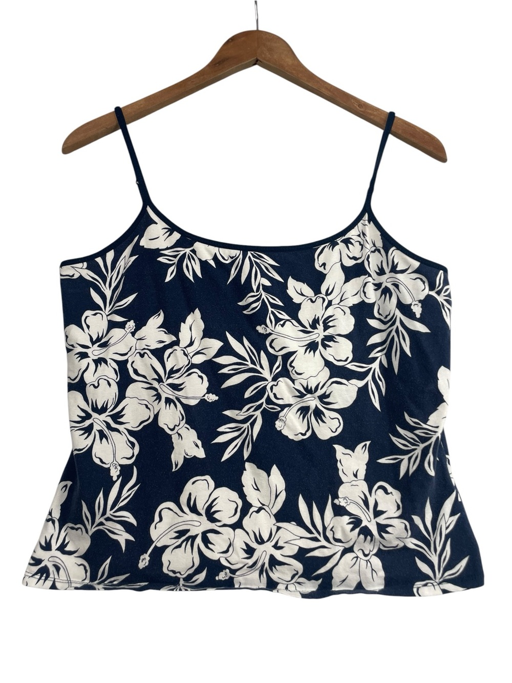 Havana Jack Hawaiian Cami Tank Top XL Blue Floral Aloha Summer Y2K Tourist